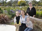 Nicole Cumberland with children, Charlie, who lives with Cystic Fibrosis, and four-year-old Ruby. Cystic Fibrosis Goulburn and District president, Sylvana Aliffi is at rear. Picture by Louise Thrower.