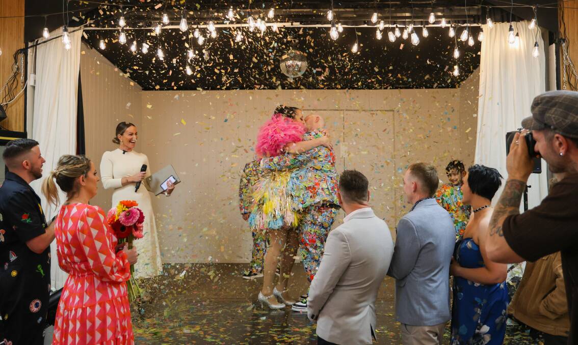 Confetti shot into the air as the couple officially tied the knot. Picture by Wesley Lonergan. 