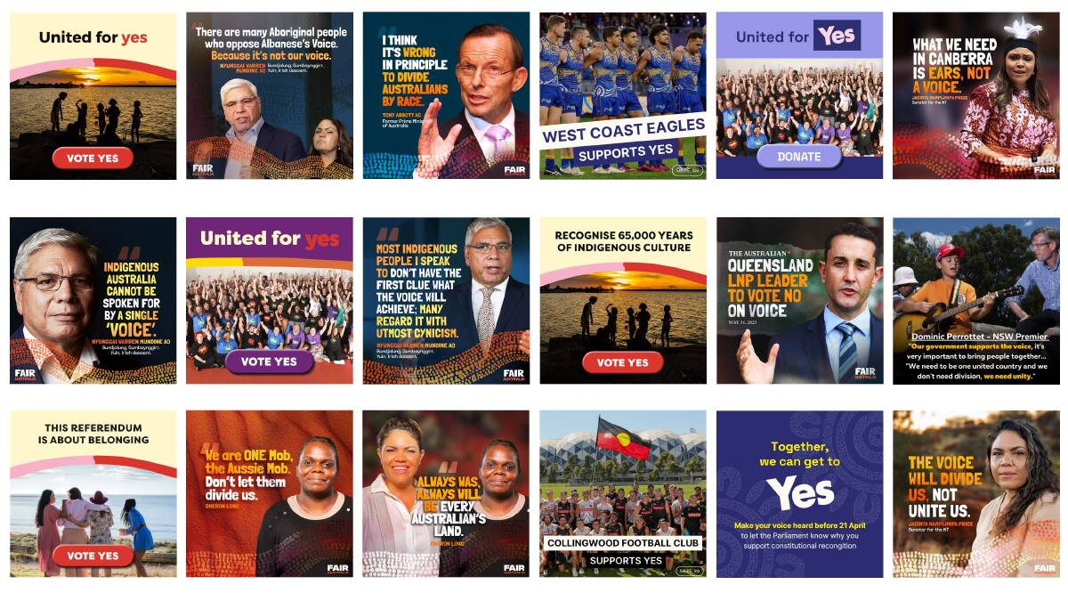"Yes" and "no" campaign ads on social media. Picture Facebook