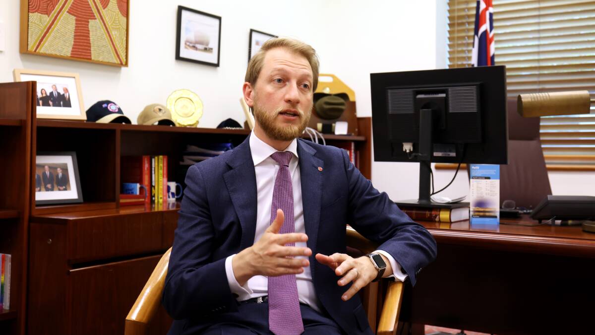 Senator James Paterson in his office at Parliament House. Picture by James Croucher