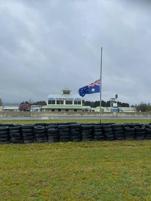 The Australian flag at half-mast outside Wakefield Park. Picture by Wakefield Park.