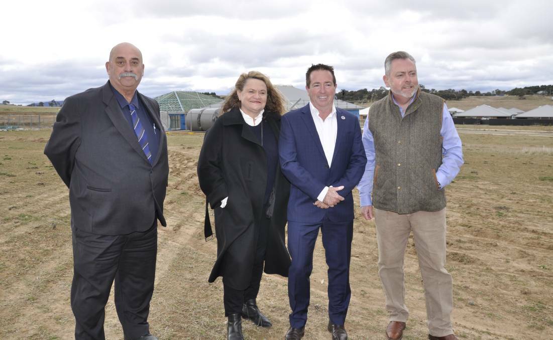 NSW Deputy Premier Paul Toole (second from right) and planning minister Anthony Robert (far right) joined Goulburn MP Wendy Tuckerman and Goulburn Mulwaree mayor Peter Walker on a work site in Marys Mount, Goulburn. Picture by Louise Thrower