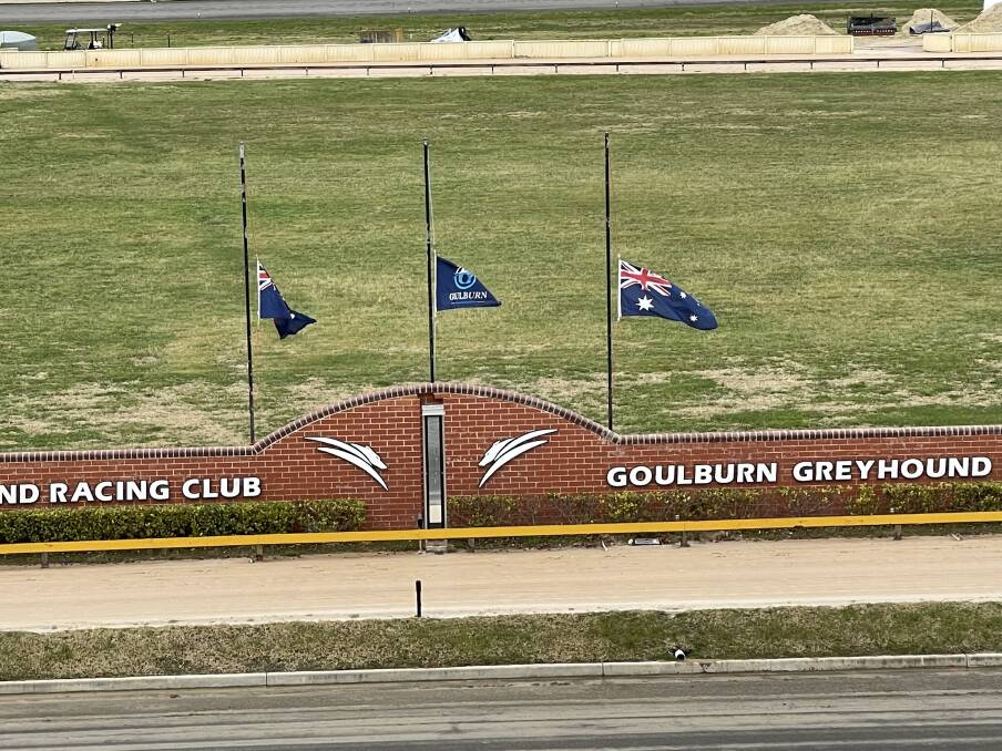 Flags at half-mast at the Goulburn Greyhound Racing Club. Picture supplied