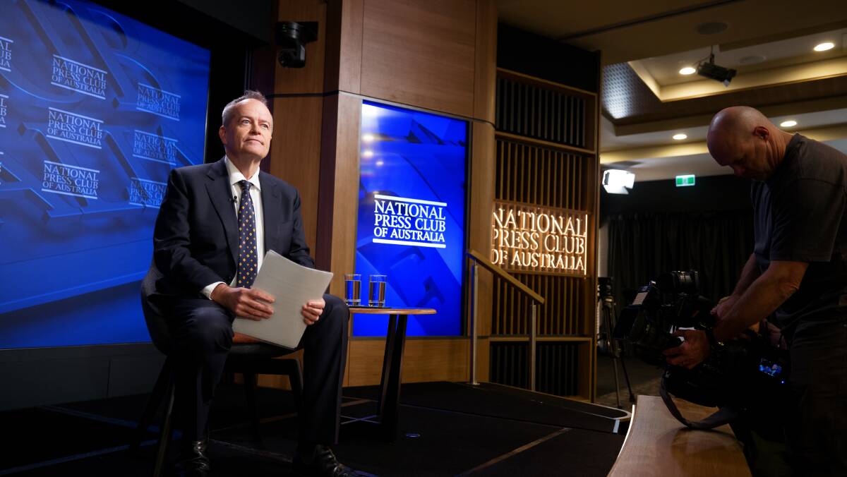 Minister for the National Disability Insurance Scheme Bill Shorten at the National Press Club on Tuesday. Picture by Sitthixay Ditthavong