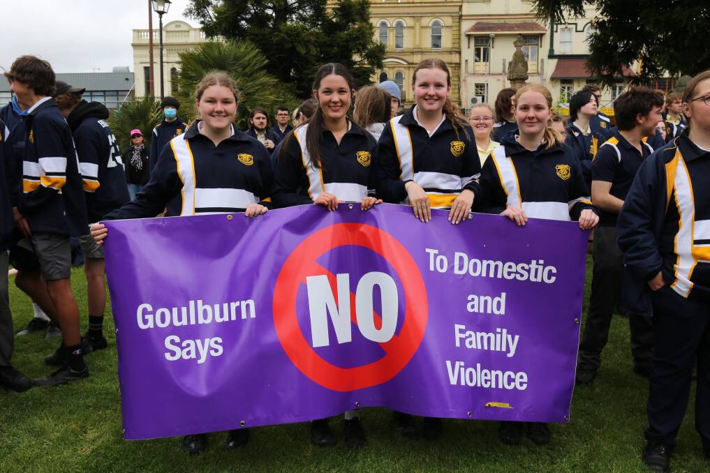 Students from Goulburn High School at the Walk to end Domestic and Family Violence. Picture by Sophie Bennett