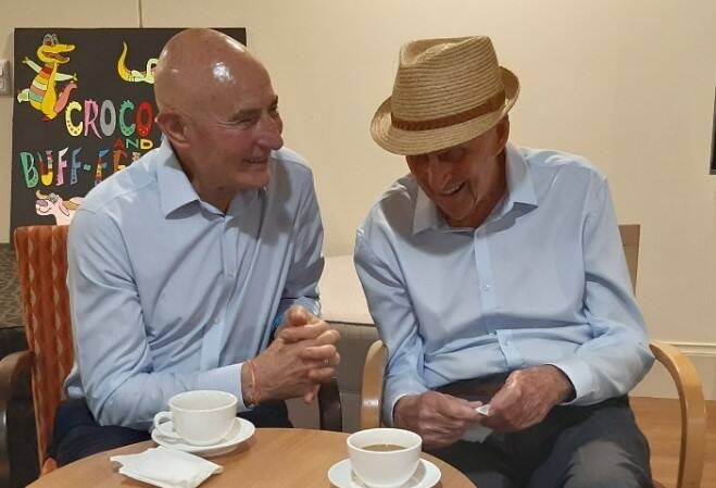 Mr Heard on his birthday with the Administrator of the Northern Territory, Dr Hugh Heggie. Picture via Facebook. 