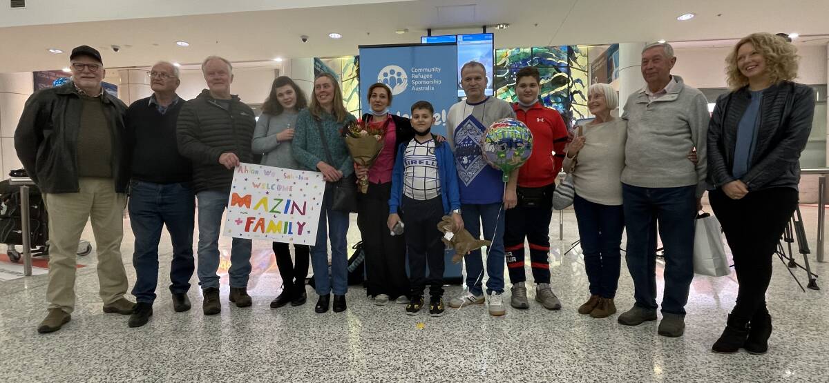 Goulburn refugee families arrive at Sydney Airport earlier this year. Photo supplied.