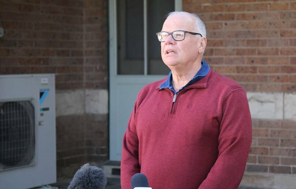 Adrian Quinn made an emotional plea with media to help find his missing wife Tina Quinn at a press conference outside Goulburn Police Station on Friday, July 21. Pictures by Jacob McMaster.