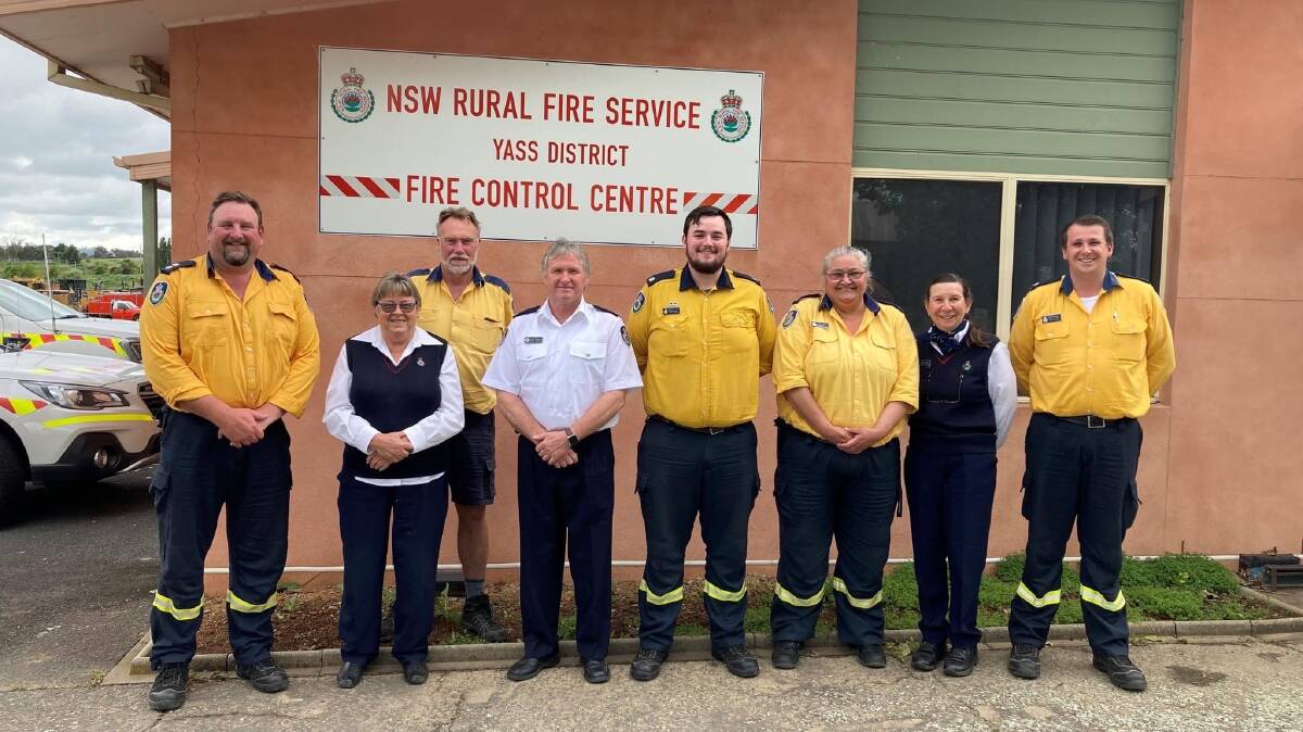 Beth Baines with staff from the Southern Tablelands Zone Rural Fire Service. Photo supplied.