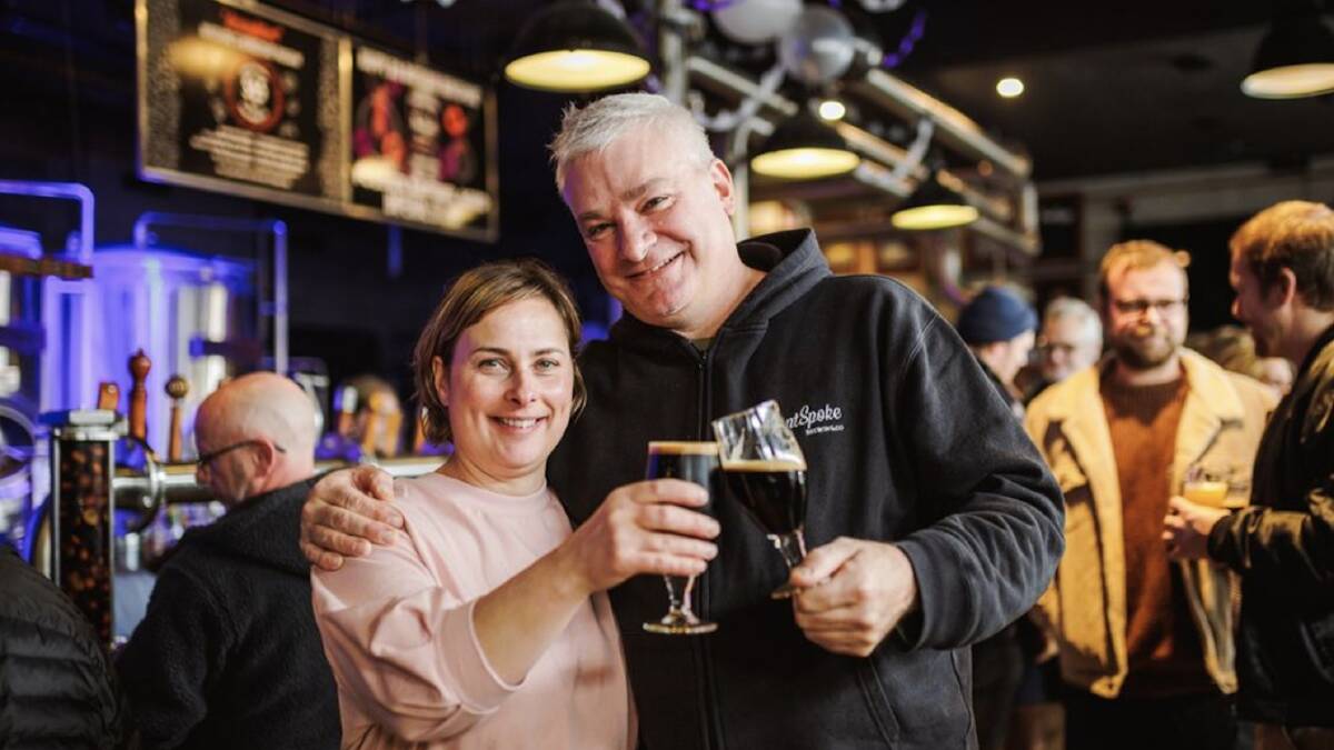 BentSpoke Brewing Cos Tracy Margrain (left) and Richard Watkins employ around 70 people at the brewery and their BrewPub in Braddon, Canberra. Picture supplied