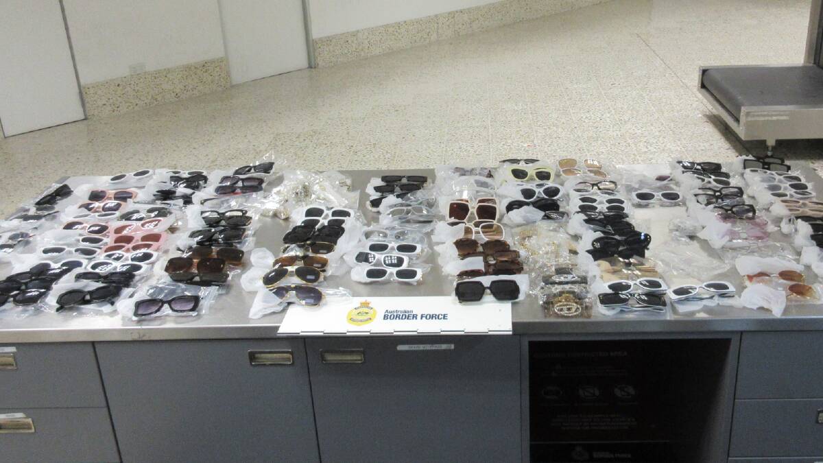 Alleged counterfeit sunglasses seized on September 17. Picture via ABF