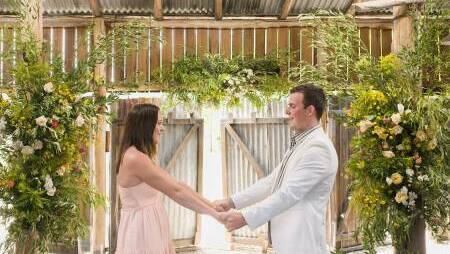 Farmer Brenton and Sophie after he declares his love during the finale part two. Picture via Channel Seven