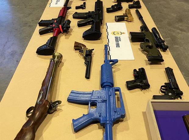 Array of guns seized at the Australian border. Picture supplied