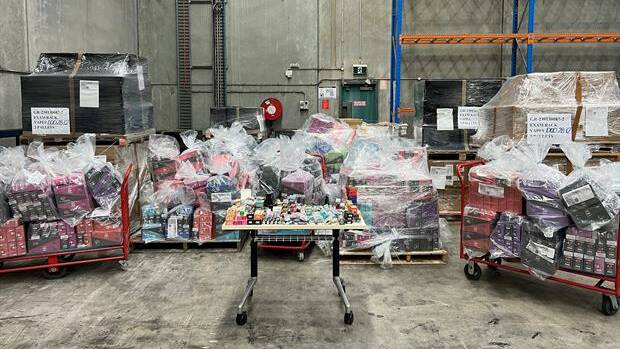 Vapes seized at the border in Sydney with an estimated street value of $540,000. Picture supplied