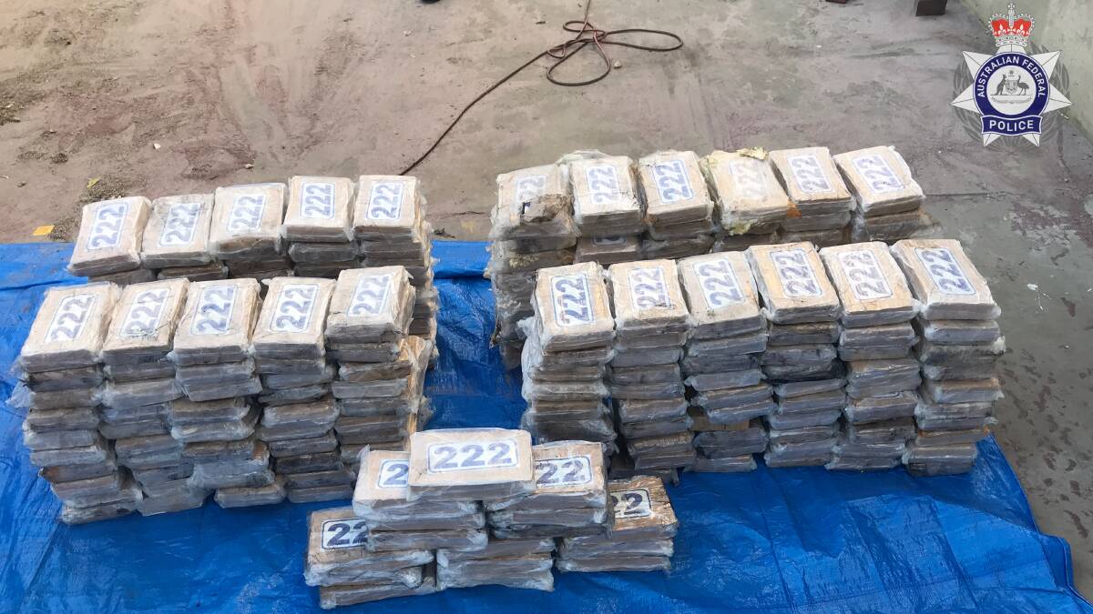 Packages of alleged cocaine pulled from the yacht's hull. Picture via AFP