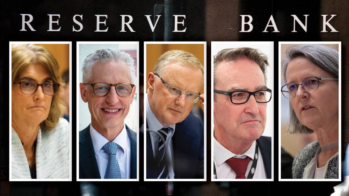 Potential RBA governor candidates include (l to r) Micelle Bullock, David Gruen, Philip Lowe, Steven Kennedy and Jenny Wilkinson. Source: The Canberra Times
