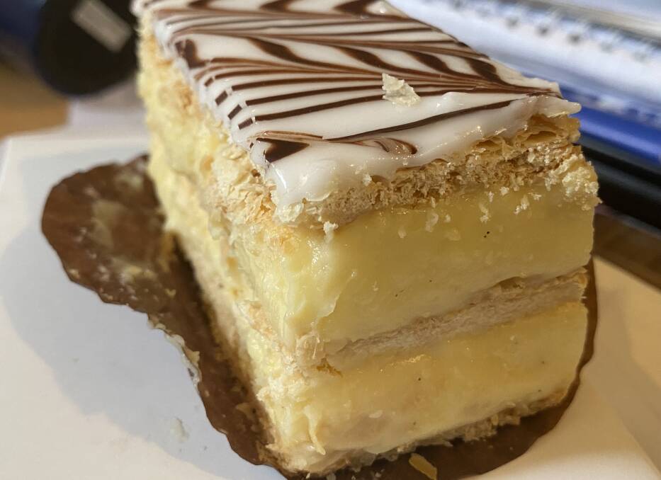 This delicious mille-feuille style of vanilla slice comes from the Ginger Jar Bakery in Nowra. Picture by Glenn Ellard.