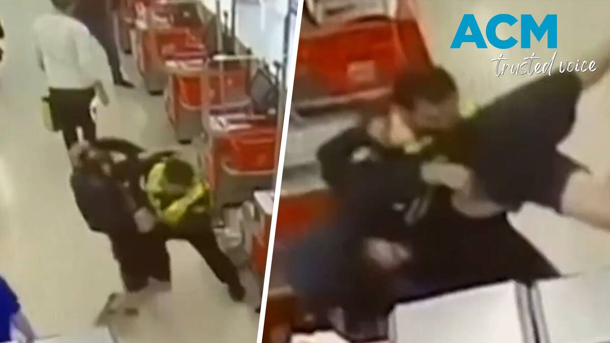 Coles security guard body-slamming customer. Pictures supplied