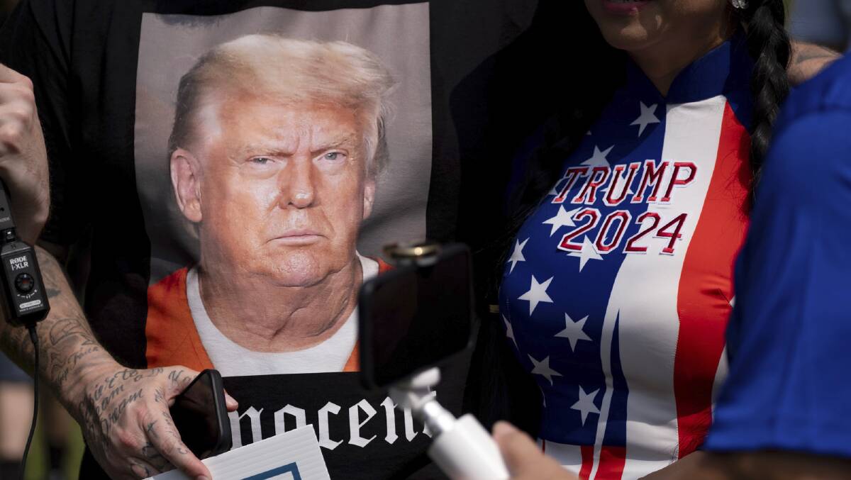 Supporters of former US President Donald Trump gathered in front of the Fulton County Jail in Atlanta on August 24. Picture by AP Photo/Ben Gray