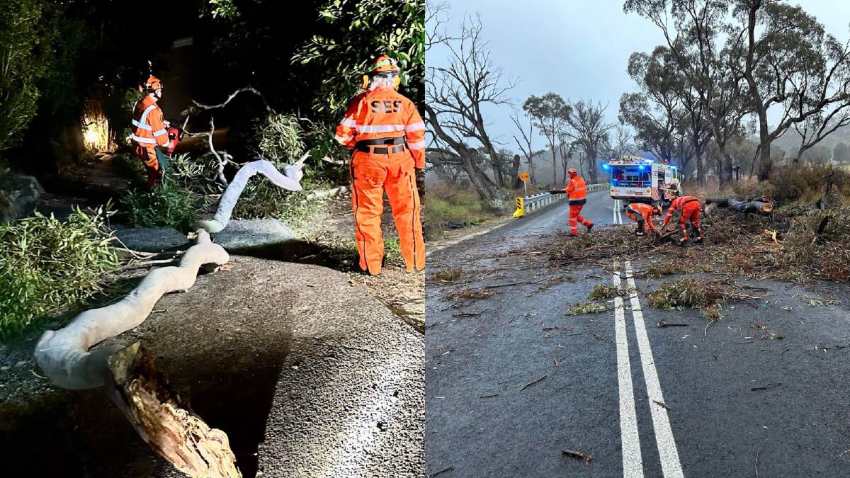 Volunteers clean up the debris left from storms in Sydney. Pictures by NSW SES