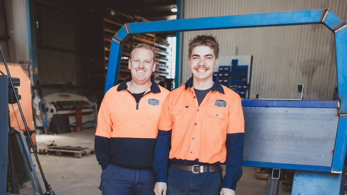 Fabworx co-owner Michael Waters and employee Joseph Cramp. Image supplied. 