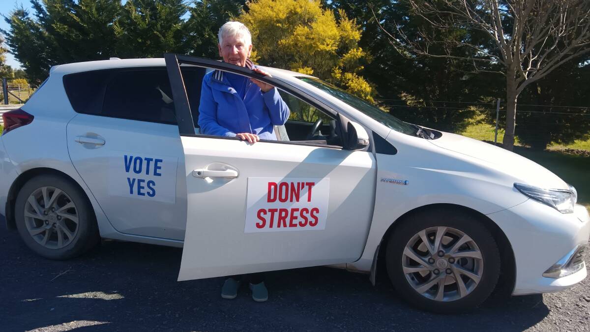 Keep an eye out for Shirley Wells as she drives across the country to promote the yes vote. Image supplied. 