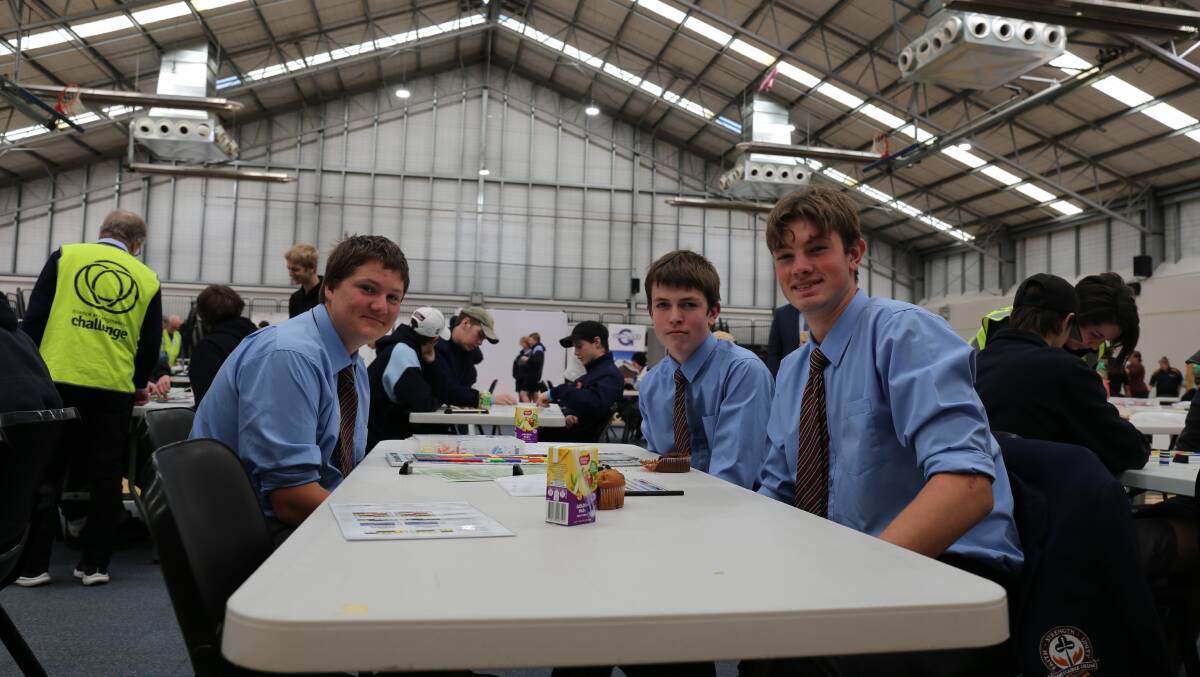 Trinity Catholic College Students Max Charles, Lewis Green and Dylan Greenwood. Picture by Jacqueline Lyons.