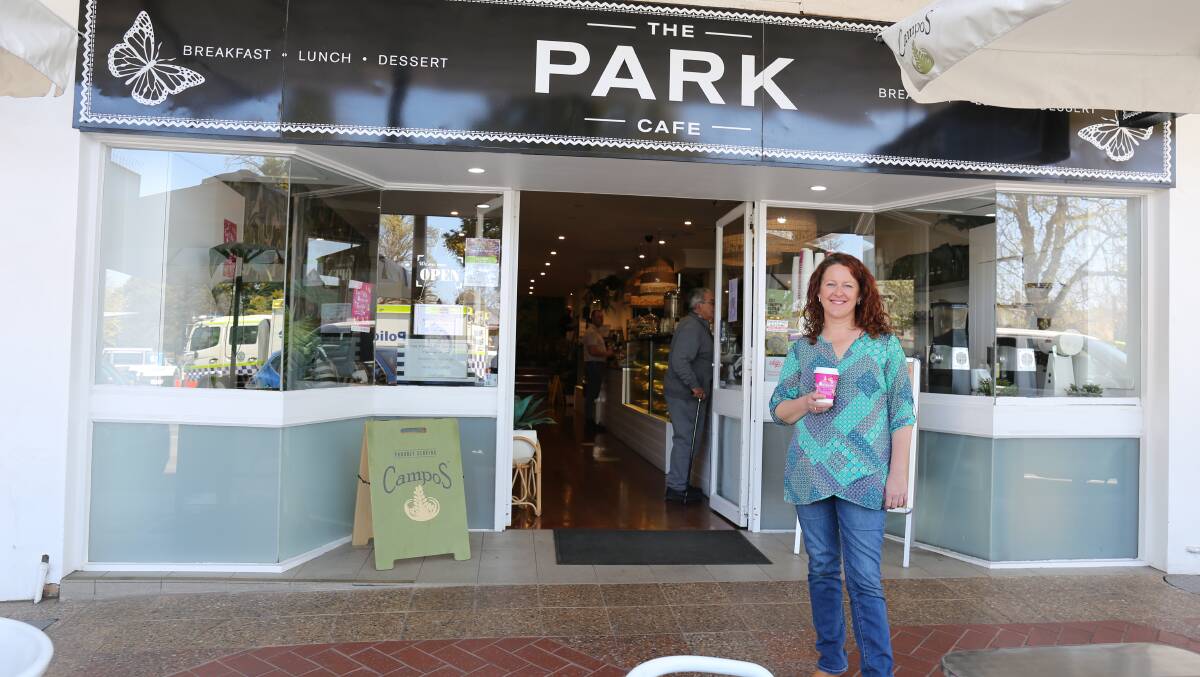 CareSafe Regional Manager Lauren Holmes appreciates the support of local businesses such at The Park Cafe on Auburn Street. Image by Jacqui Lyons.