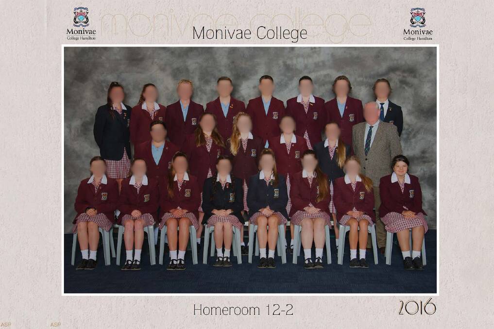Eman's (bottom right) Monivae class photos in 2016. Picture supplied