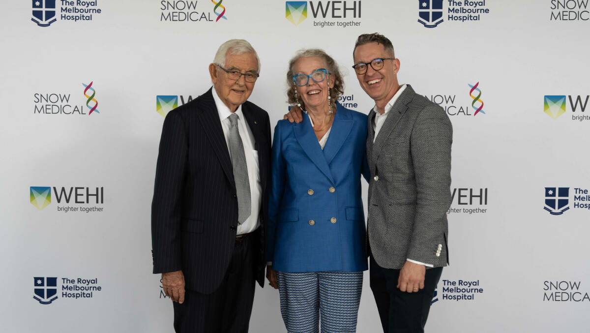 Terry, Ginnette and Tom Snow at the announcement on Tuesday. Picture by WEHI