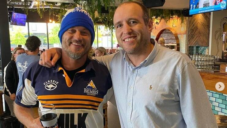 Vikings star Travis Fimmel at The Dock on the Kingston Foreshore this week with the pub's co-owner Ben Alexander. Picture Instagram