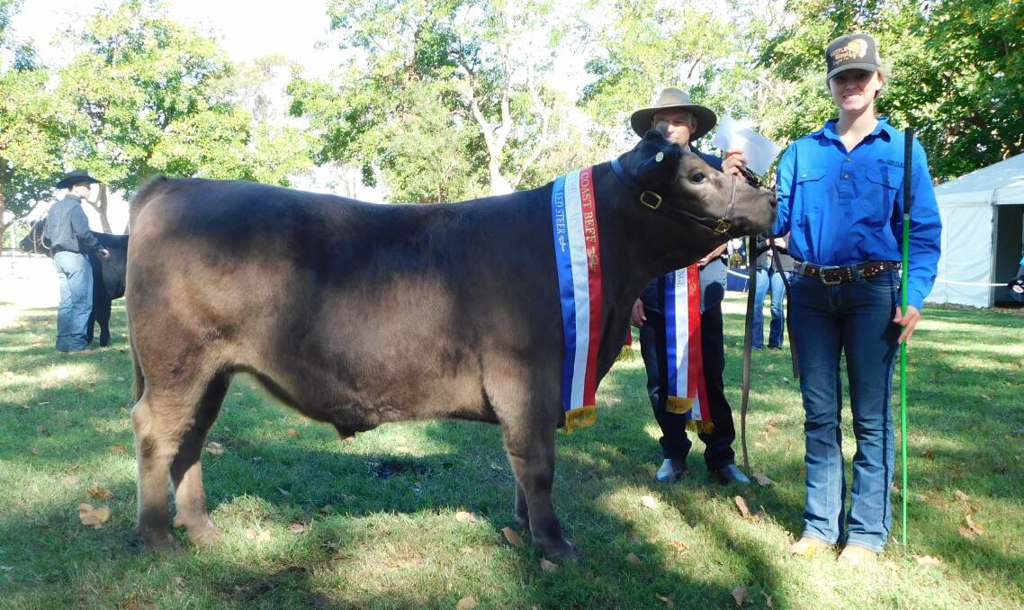 Tamika Mathews, Oak Flats High School, with the school steer challenge champion. Picture by Hayley Warden
