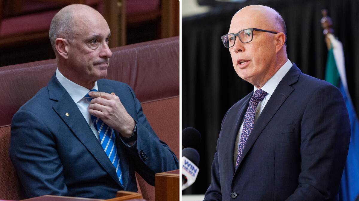 Opposition Leader Peter Dutton, right, said Senator David Van will no longer sit in the Liberal party room. Pictures by Gary Ramage
