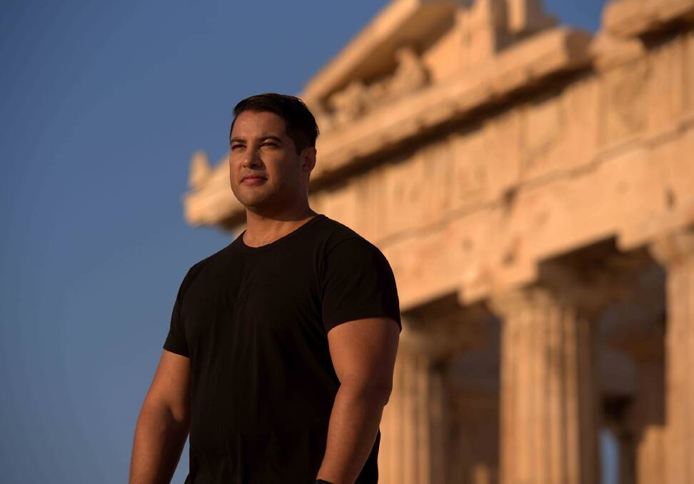 Marc Fennell outside The Parthenon, which is a key location for the first episode in season two of Stuff The British Stole.