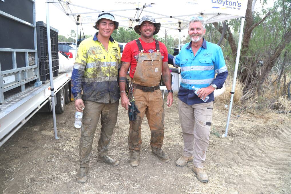 The ABCO commercial diving team from the Sunshine Coast - Jaiden Granada, Mike 'Chopper' and Mark Veal. Picture: Sally Gall