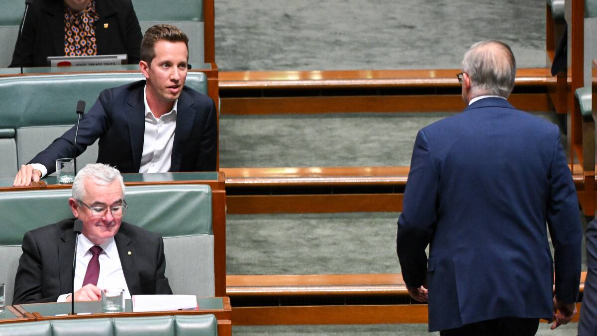 Australian Greens MP Max Chandler-Mather talks to Prime Minister Anthony Albanese in Parliament on Wednesday. Picture AAP