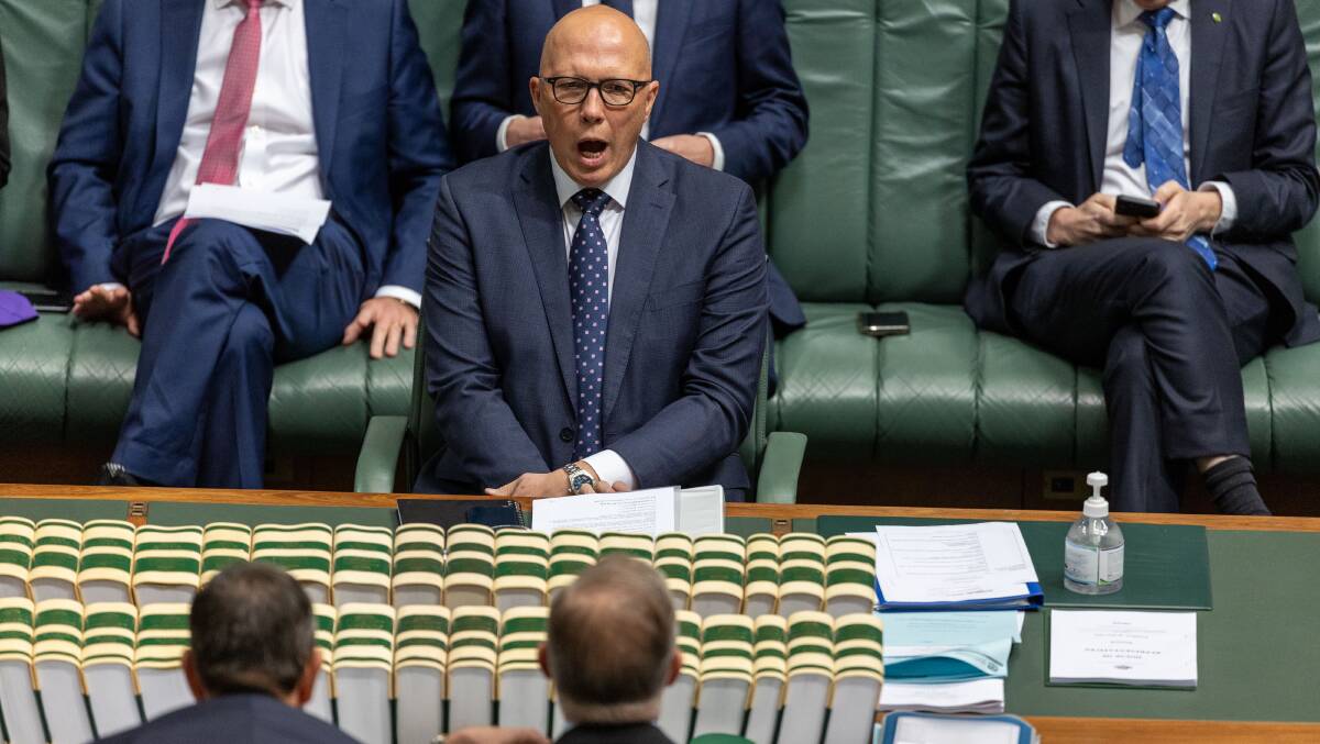 Peter Dutton clashes with Prime Minister Anthony Albanese during Question Time. Picture by Gary Ramage