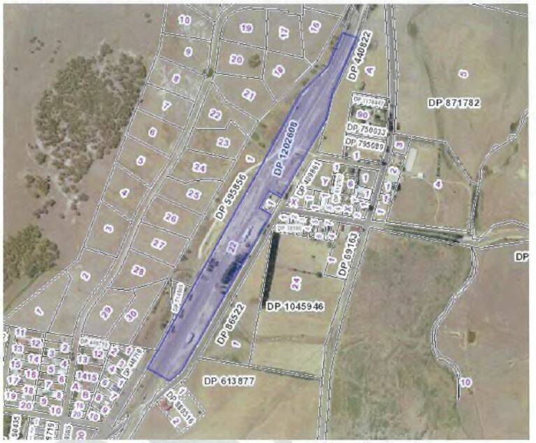 PLAN: Area of proposed contamination declaration is coloured and highlighted blue. Photo: EPA