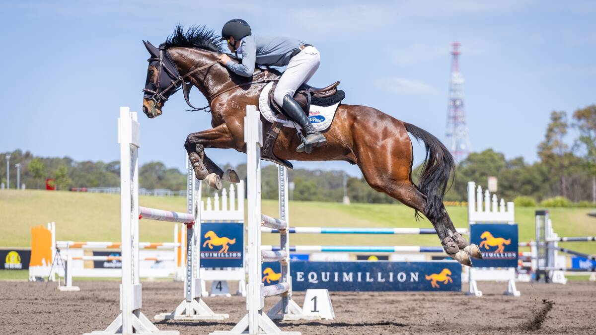 Retired racehorse Jest Benny ridden by Cade Hunter at Equimillion 2023. Picture Simon Scully Photography