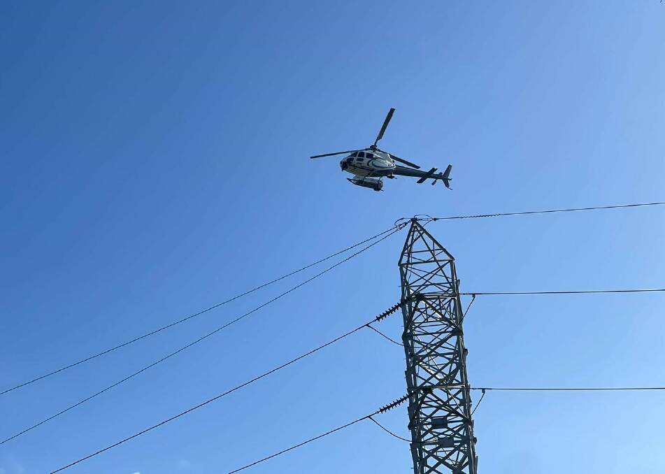 A Transgrid helicopter will be checking high-voltage lines and infrastructure across the Southern Tablelands between March and August. Picture supplied.
