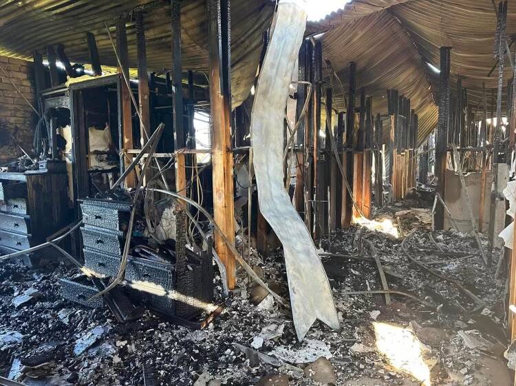 The Wirths' home was extensively damaged inside after fire started in the roof and spread quickly. Picture supplied. 
