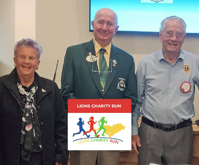 Goulburn Lions Club president, Prue Rickard, district governor Danny Richardson and Lions charter member, Des Rowley. Picture supplied.