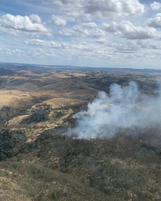 A fire near Bannaby had burnt through five hectares by 5pm Wednesday. Accessibility is proving an issue. Picture by RFS.