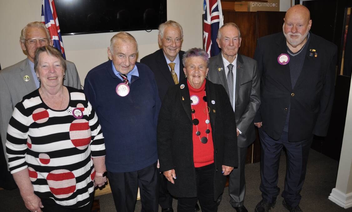 The Goulburn City Lions Club committee for 2024/25 is (from left) Rosemary Chapman, Ron Furniss, Alex Harmer, Des Rowley, Prue Rickard, Bill Starr (president) and Norm Fountain. Picture by Louise Thrower.