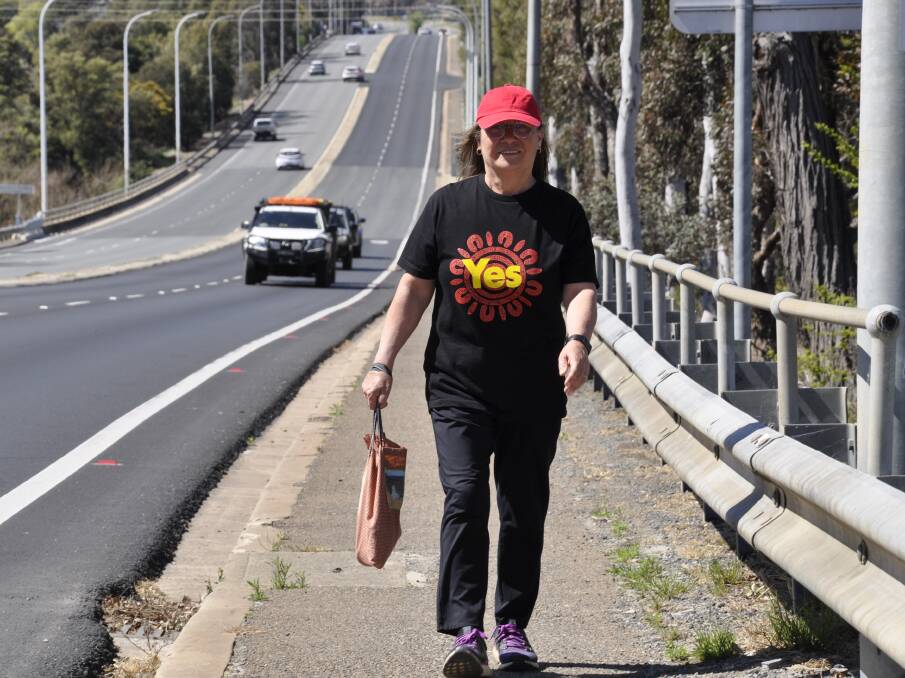 Janine Jenkins comes from a line of advocates for Aboriginal equality. She participated in the Hume Walk for Yes in Goulburn on Sunday. Picture by Louise Thrower. 