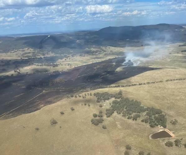 The fire on Collector Road at Currawang prompted a large-scale ground and aerial response. Picture by RFS.