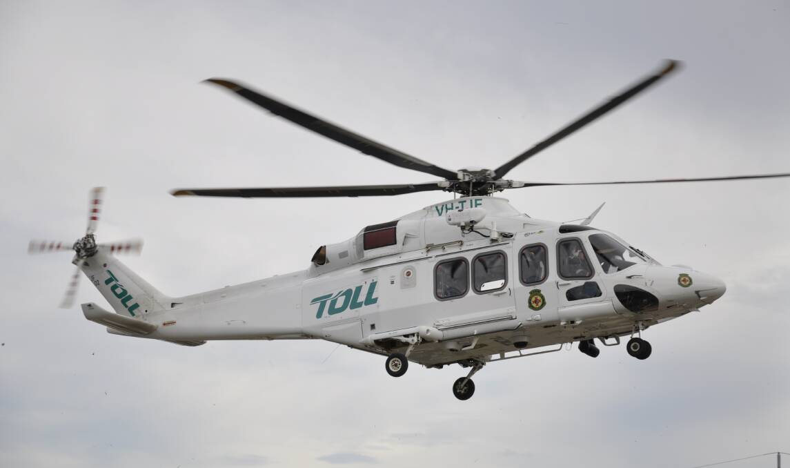 The Toll helicopter was called to Goulburn racecourse on Tuesday morning. File photo by Louise Thrower.
