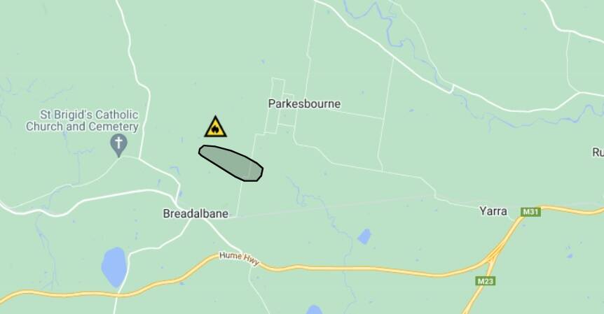 The fire had burnt out 150 hectares near Breadalbane by 4.30pm Friday. Image RFS.