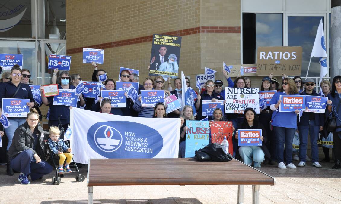 The Goulburn branch of the NSW Nurses and Midwives Association has joined in statewide strikes in support of nurse to patient ratios and abolition of the wages cap. Picture by Louise Thrower.