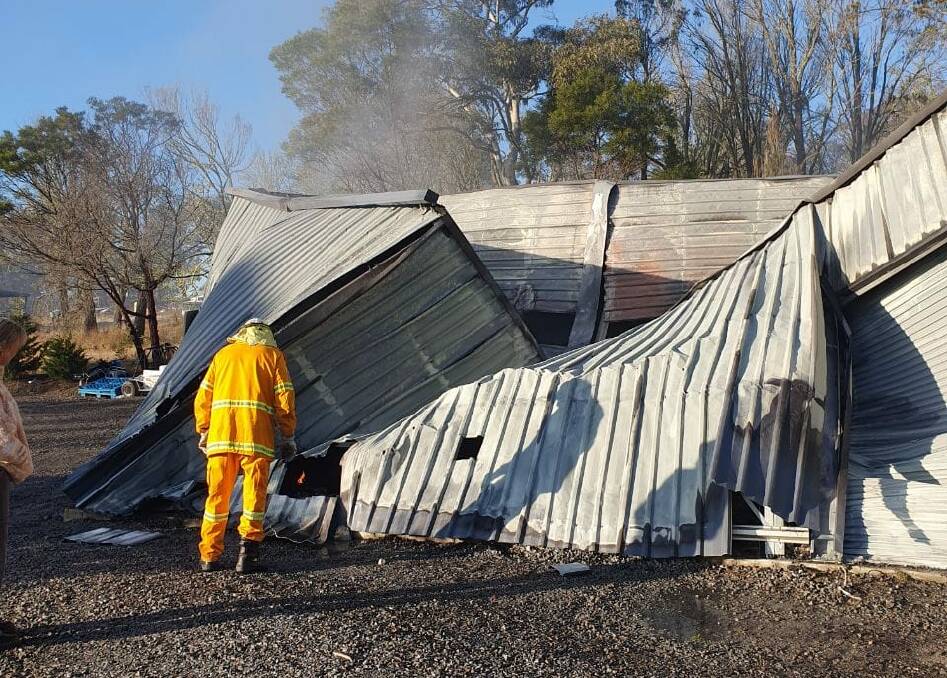 Tallong Brigade attended the shed fire in the village on Wednesday night. Picture Tallong RFS.
